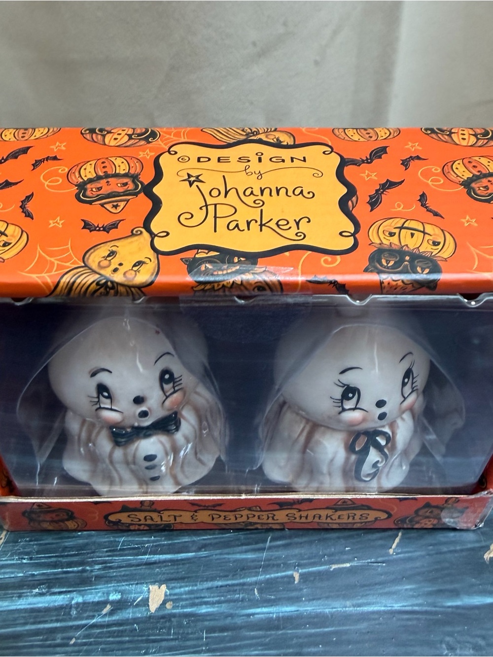 Johanna Parker Gus Ghost Salt & Pepper Shaker Halloween NEW - Picture 3 of 4